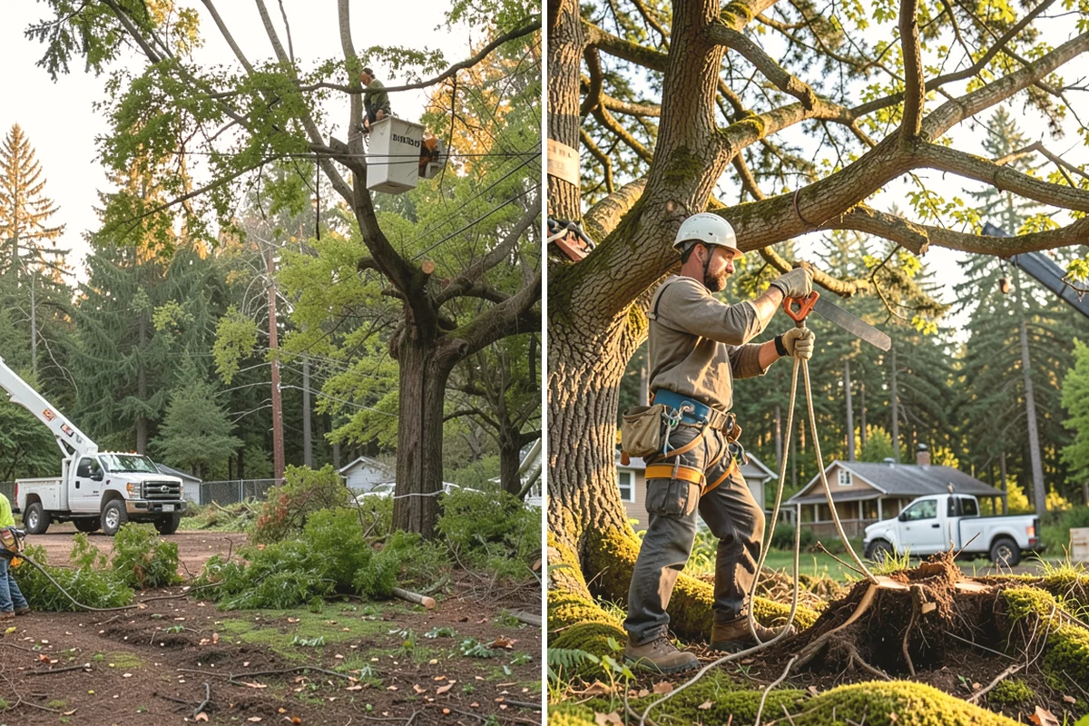 Sidewalk clearance pruning in Carnation, King County, WA - Assess canopy condition and pruning objectives