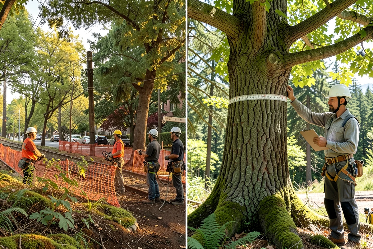 Sidewalk clearance pruning in Clyde Hill, King County, WA - Assess canopy condition and pruning objectives