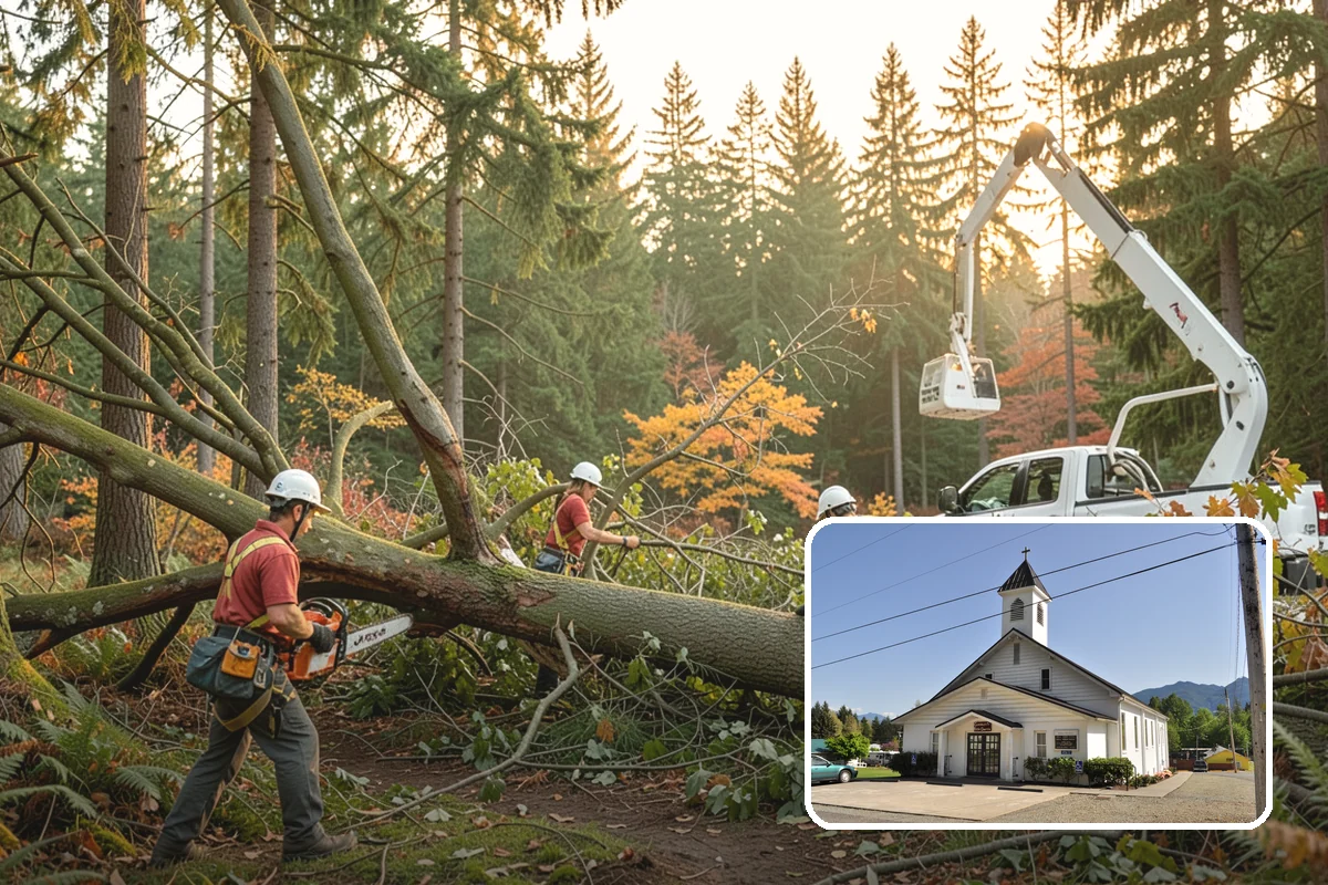 Sidewalk clearance pruning in Concrete, Skagit County, WA - Improves tree structure, health, and appearance