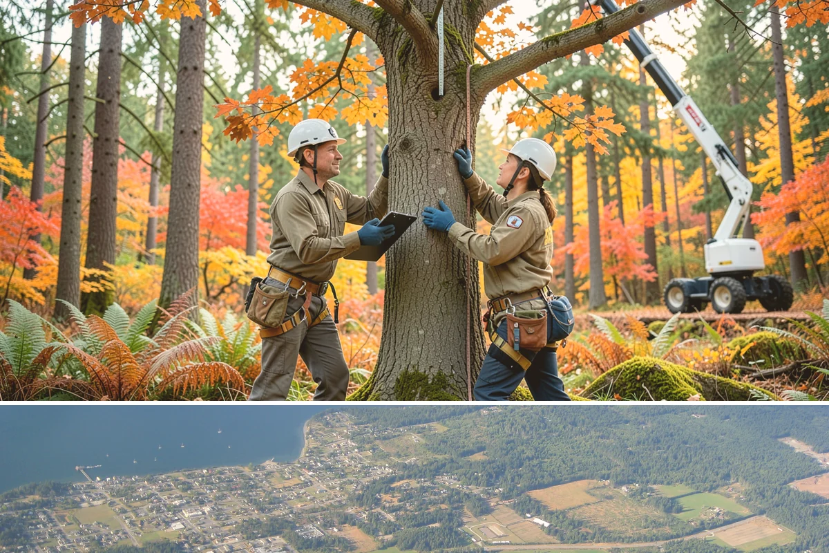 Sidewalk clearance pruning in Coupeville, Island County, WA - Work follows recognized arboricultural standards matched to specific site conditions but should avoid dormant seasons that may...