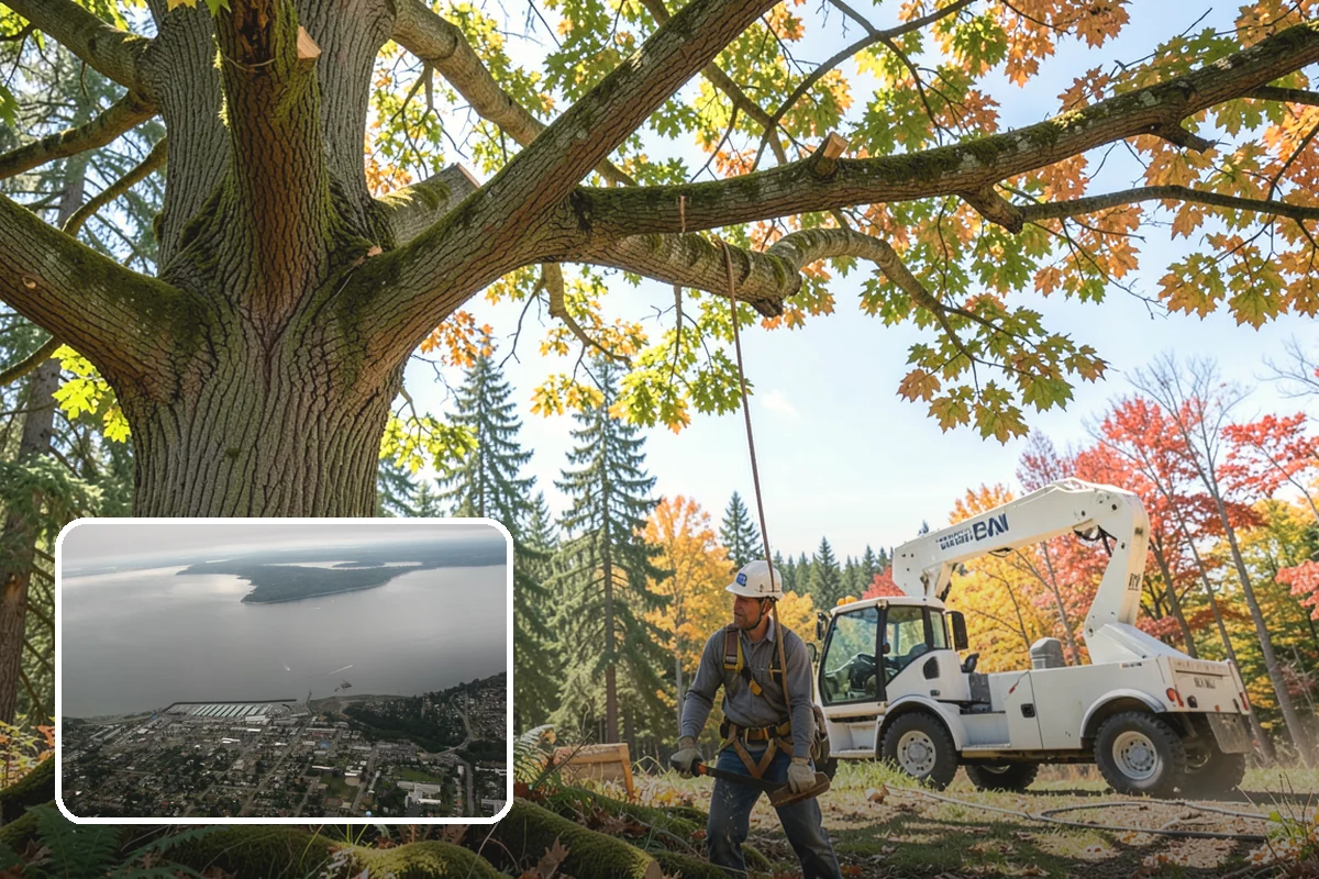 Sidewalk clearance pruning in Des Moines, King County, WA - Improves tree structure, health, and appearance