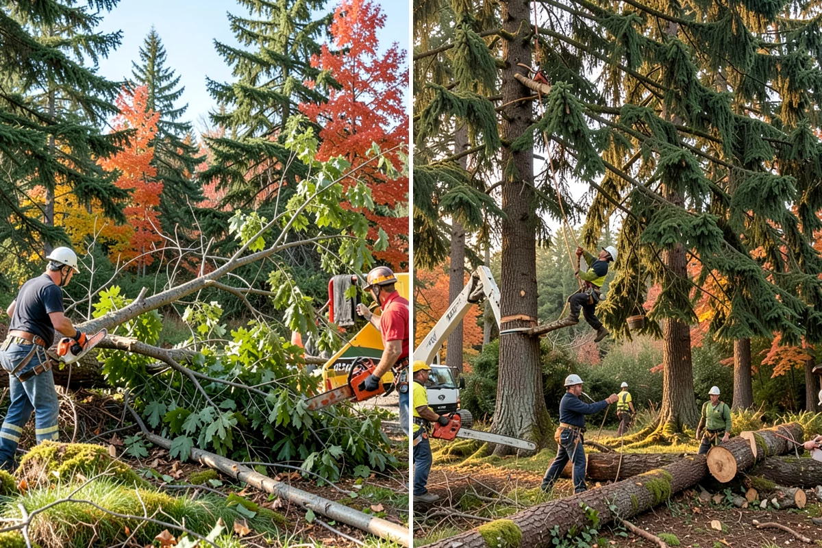Sidewalk clearance pruning in DuPont, Pierce County, WA - Assess canopy condition and pruning objectives