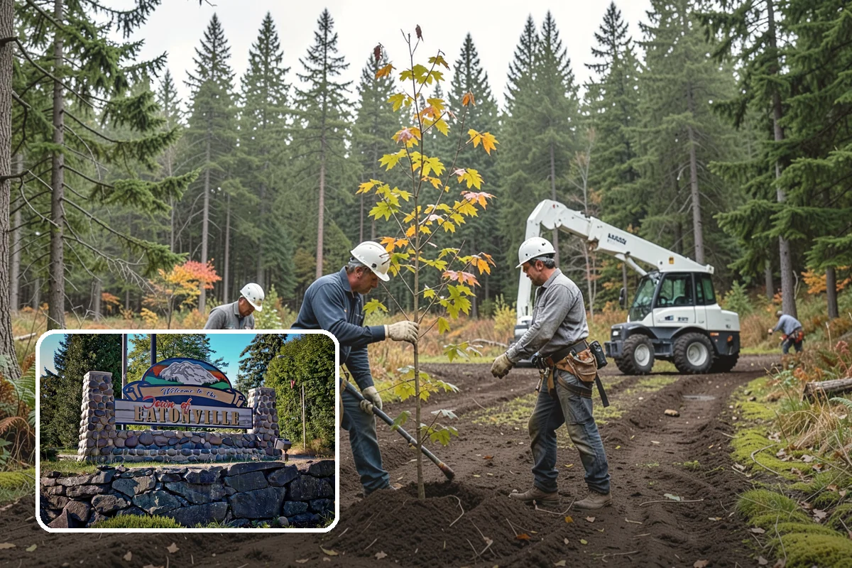 Sidewalk clearance pruning in Eatonville, Pierce County, WA - Improves tree structure, health, and appearance