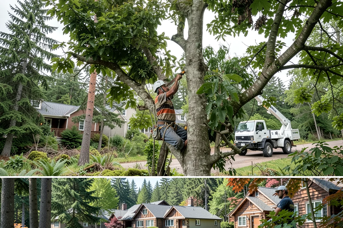 Sidewalk clearance pruning in Edgewood, Pierce County, WA - Work follows recognized arboricultural standards matched to specific site conditions but should avoid dormant seasons that may...