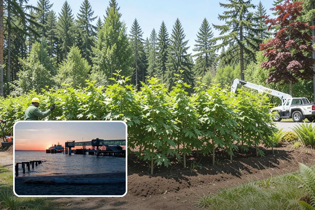 Sidewalk clearance pruning in Edmonds, Snohomish County, WA - Improves tree structure, health, and appearance