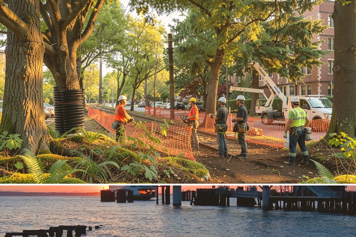 Sidewalk clearance pruning in Edmonds, Snohomish County, WA - Work follows recognized arboricultural standards matched to specific site conditions but should avoid dormant seasons that may...