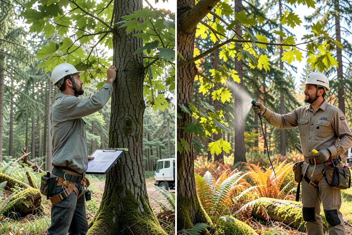 Sidewalk clearance pruning in Federal Way, King County, WA - Assess canopy condition and pruning objectives