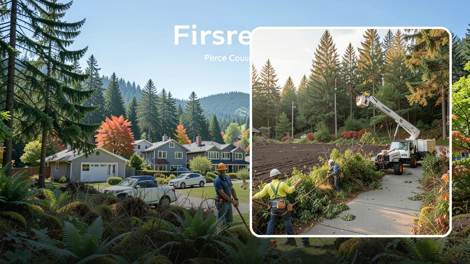 Sidewalk clearance pruning in Fircrest, Pierce County, WA - Pruning to provide clearance over walkways.