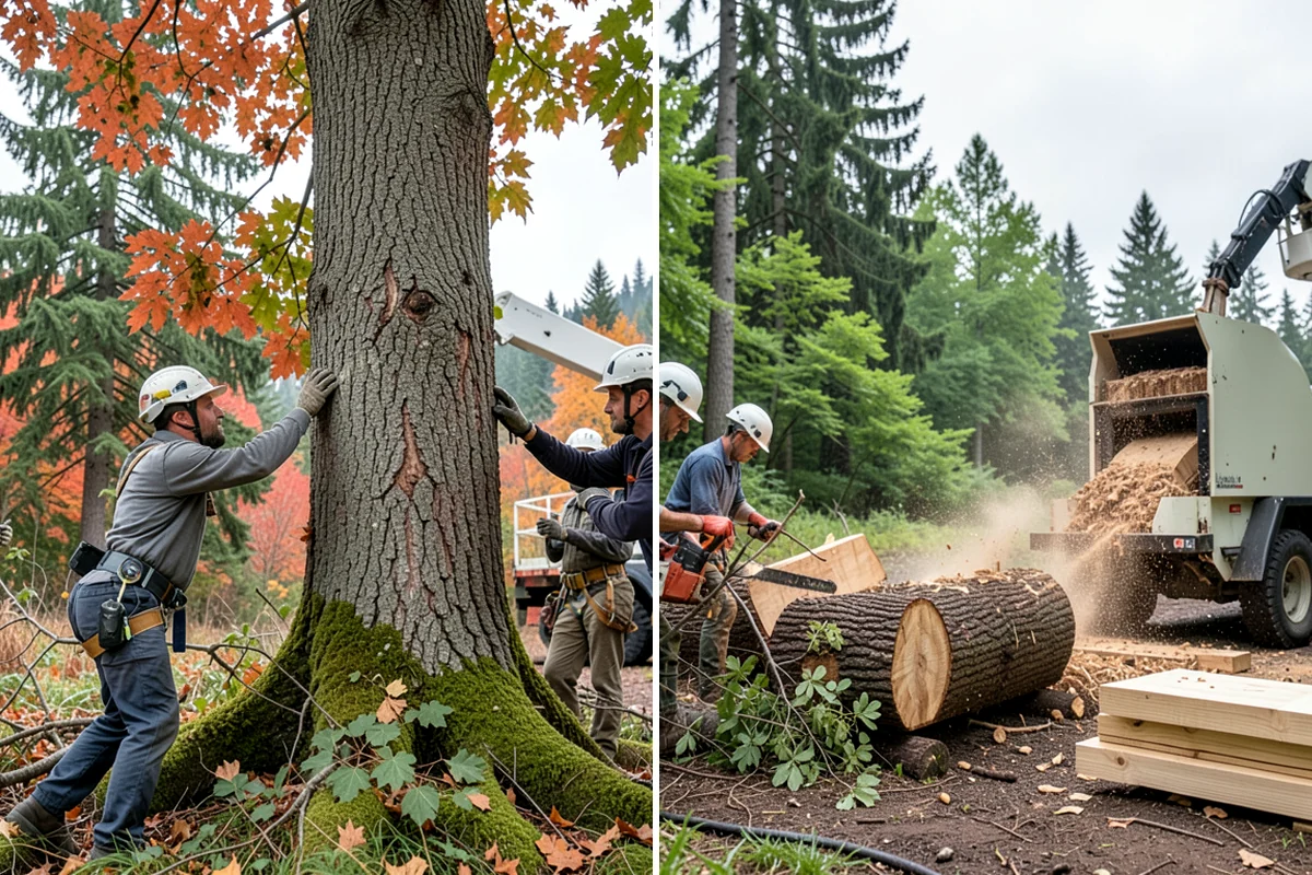 Sidewalk clearance pruning in Fircrest, Pierce County, WA - Assess canopy condition and pruning objectives