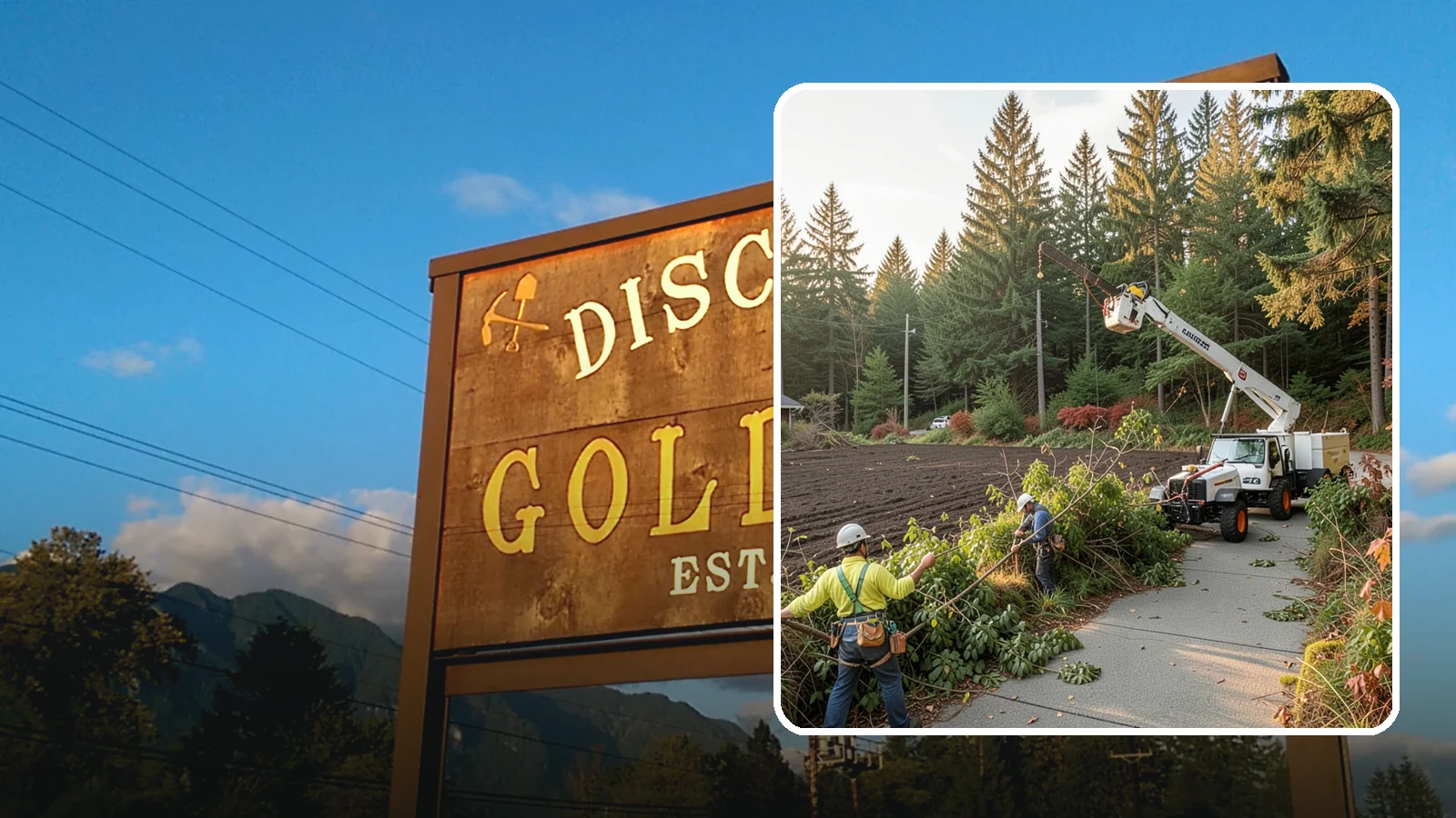 Sidewalk clearance pruning in Gold Bar, Snohomish County, WA - Pruning to provide clearance over walkways.