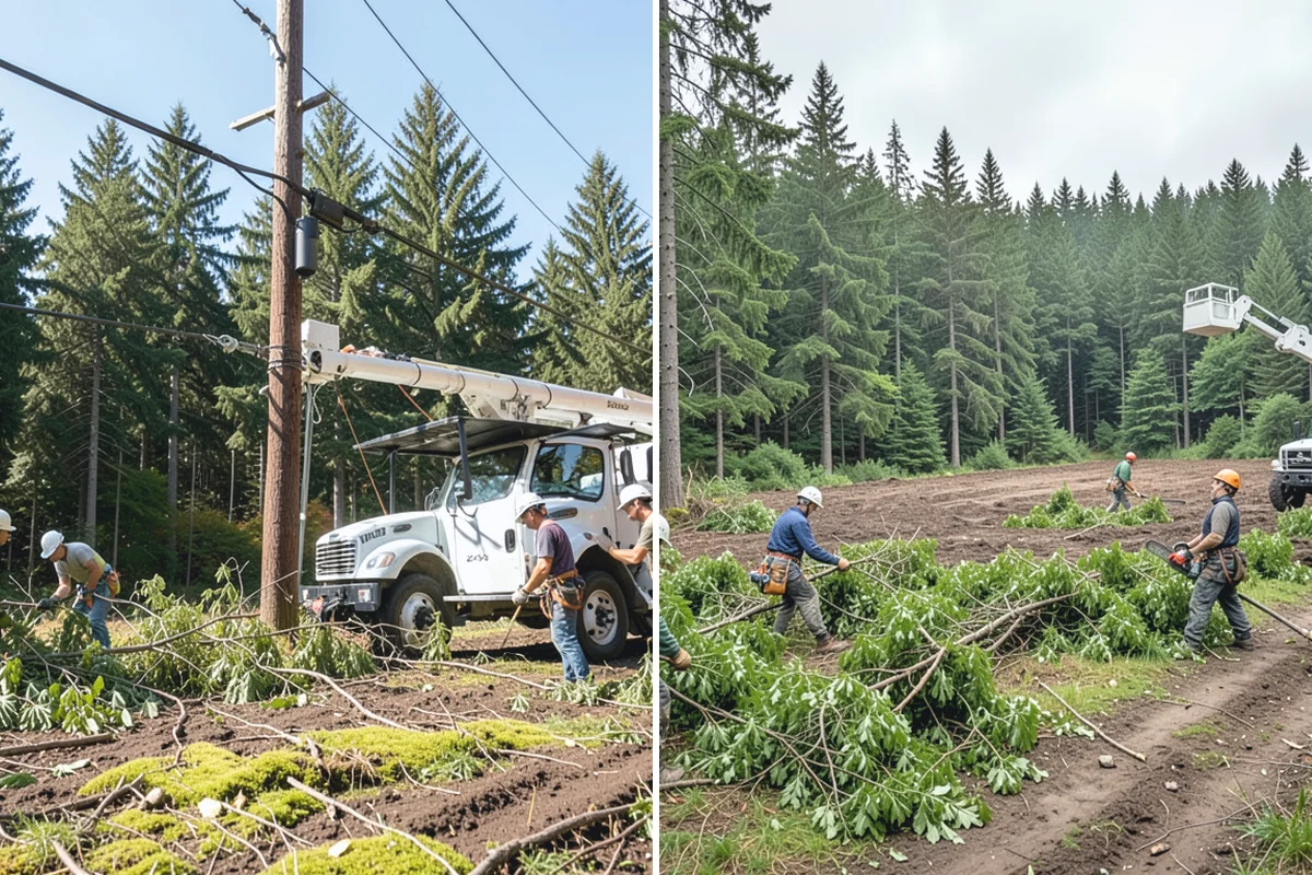 Sidewalk clearance pruning in Granite Falls, Snohomish County, WA - Assess canopy condition and pruning objectives