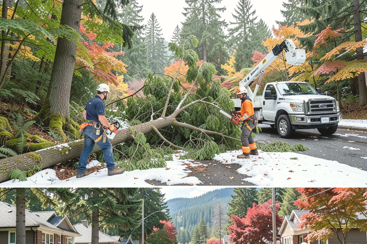 Sidewalk clearance pruning in Hunts Point, King County, WA - Work follows recognized arboricultural standards matched to specific site conditions but should avoid dormant seasons that may...