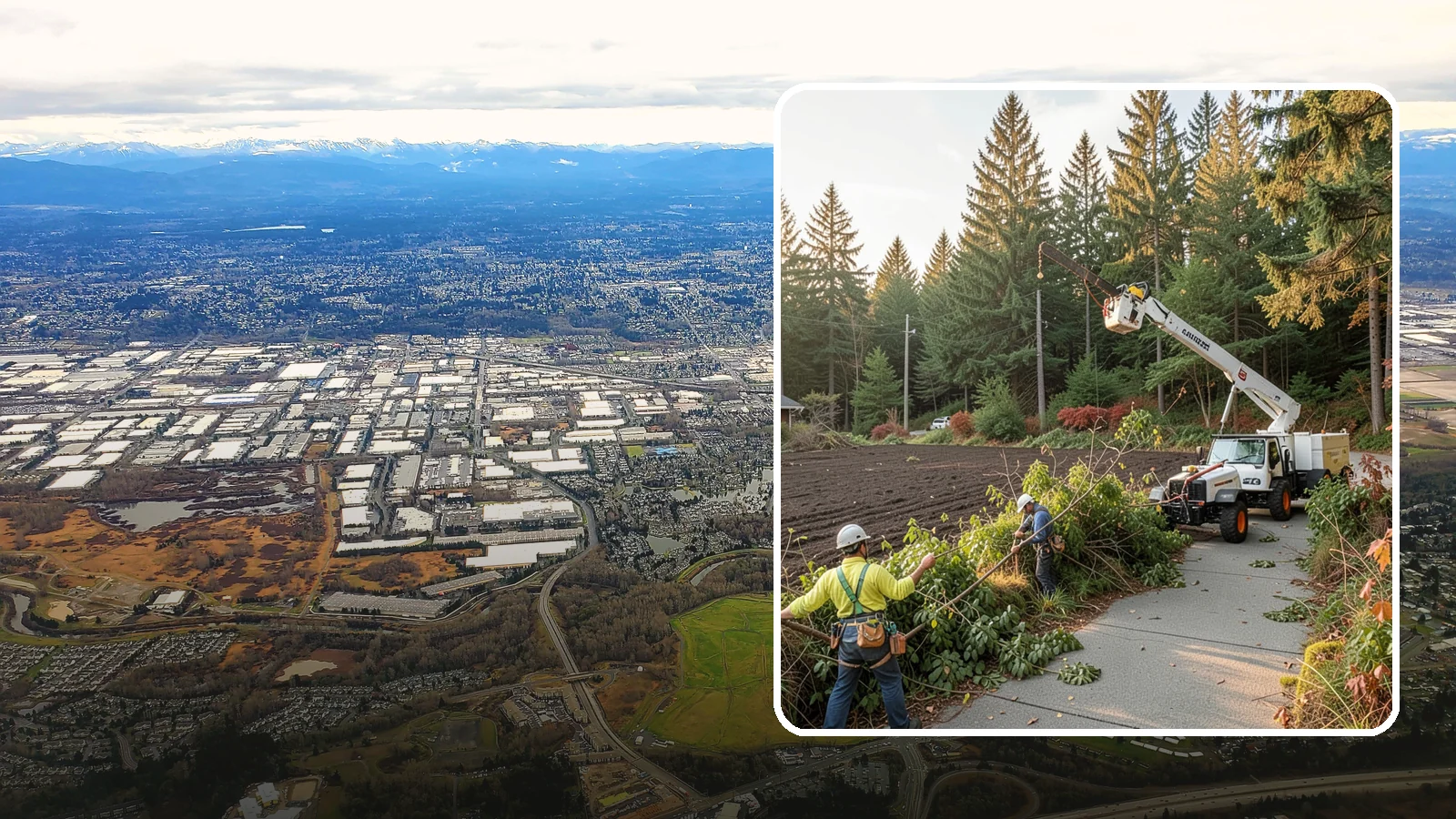 Sidewalk clearance pruning in Kent, King County, WA - Pruning to provide clearance over walkways.
