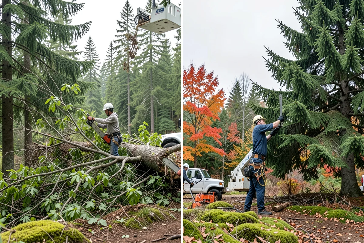 Sidewalk clearance pruning in Lakewood, Pierce County, WA - Assess canopy condition and pruning objectives