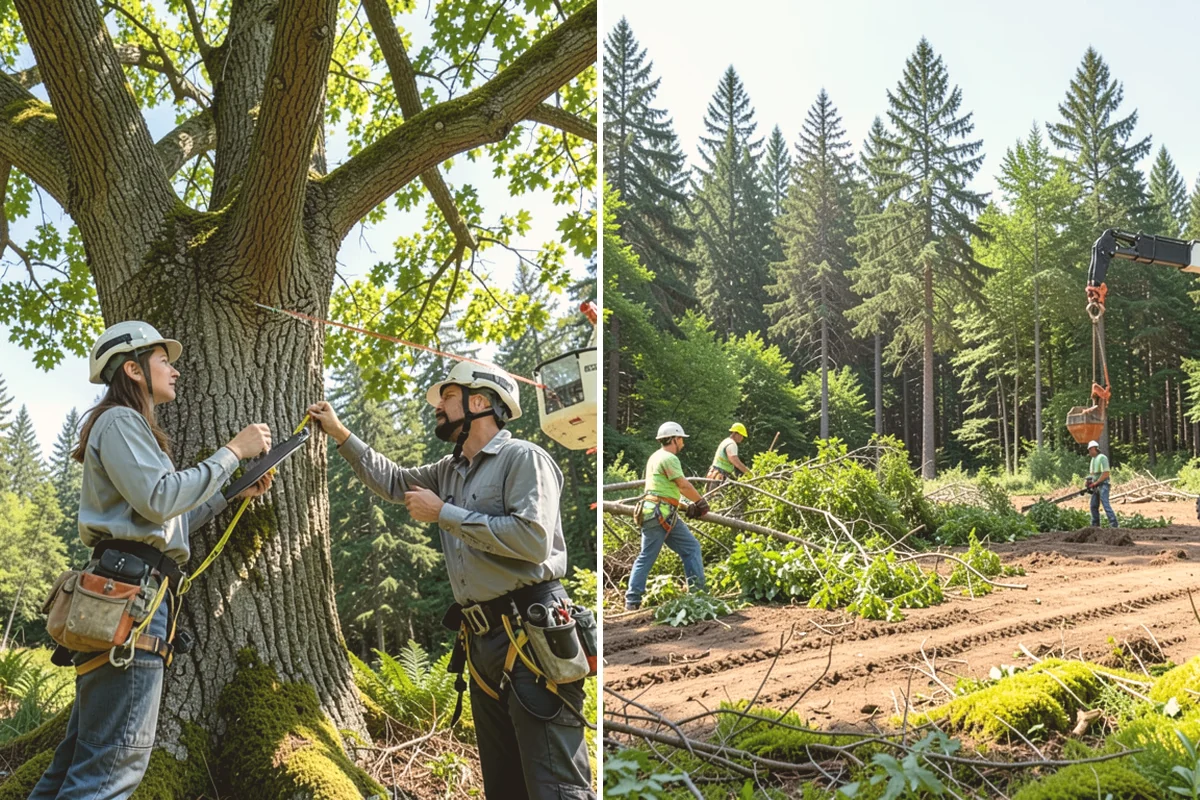 Sidewalk clearance pruning in Langley, Island County, WA - Assess canopy condition and pruning objectives