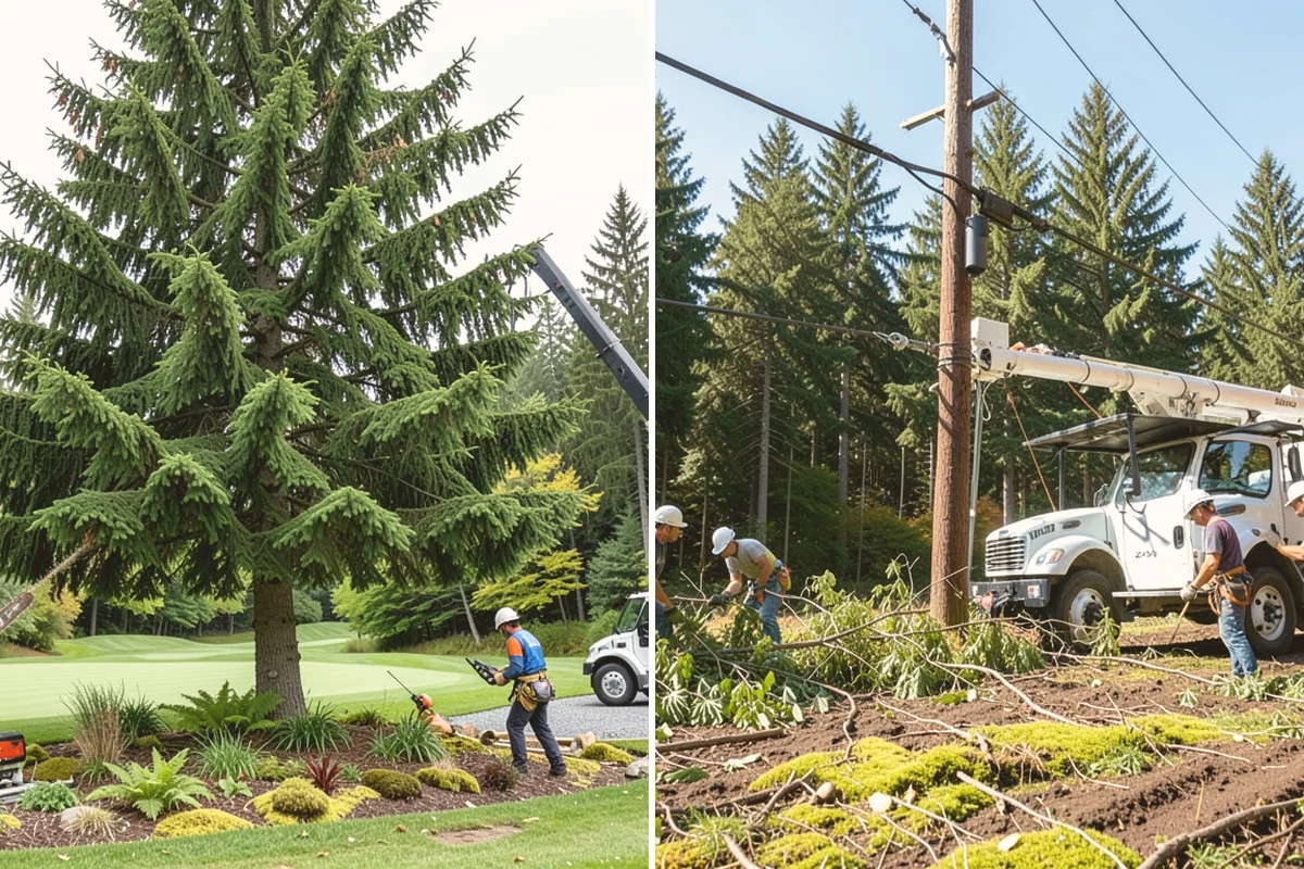 Sidewalk clearance pruning in Lynnwood, Snohomish County, WA - Assess canopy condition and pruning objectives