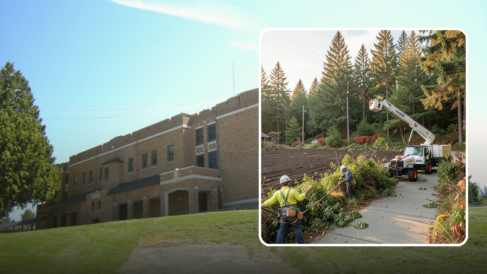 Sidewalk clearance pruning in Maple Valley, King County, WA - Pruning to provide clearance over walkways.