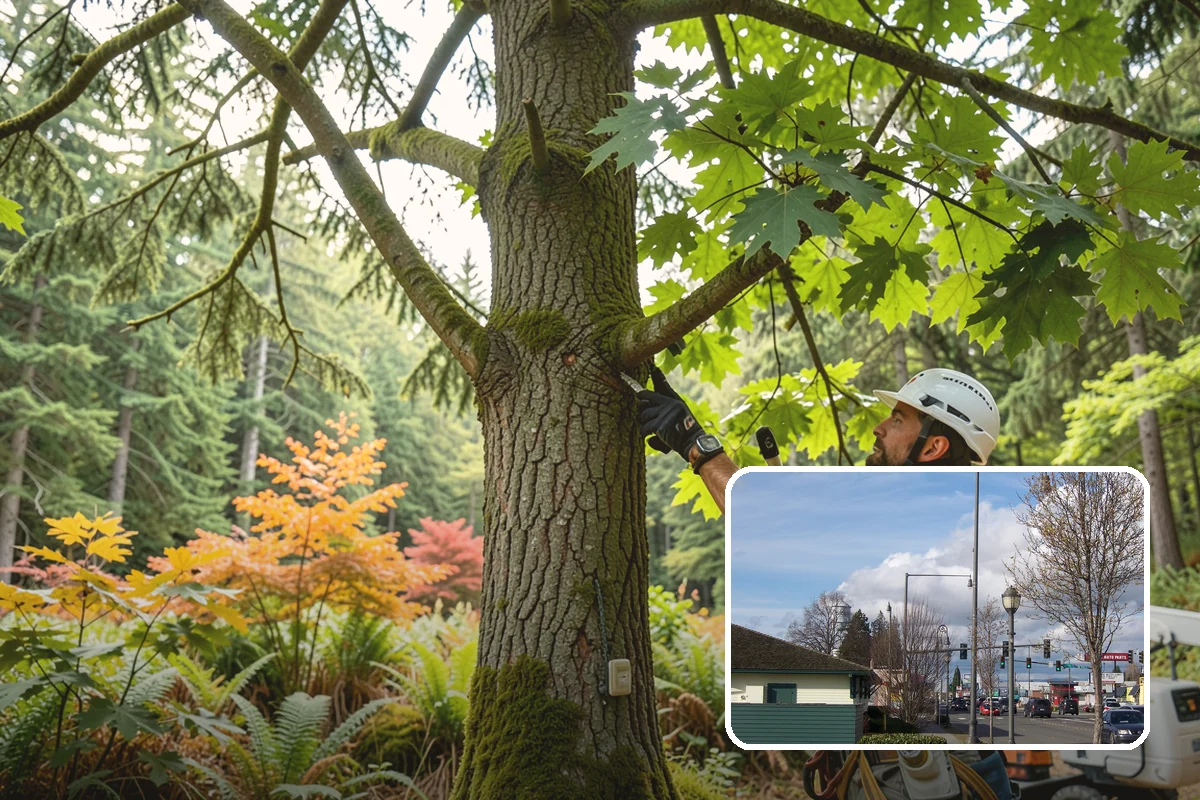 Sidewalk clearance pruning in Marysville, Snohomish County, WA - Improves tree structure, health, and appearance