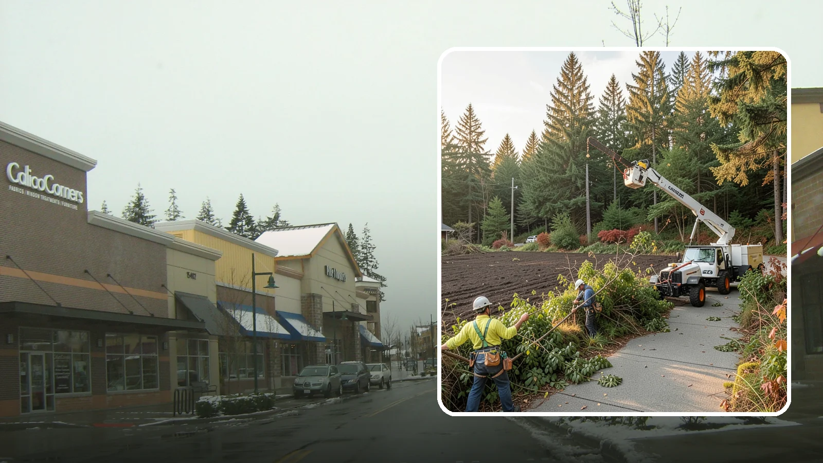 Sidewalk clearance pruning in Mill Creek, Snohomish County, WA - Pruning to provide clearance over walkways.