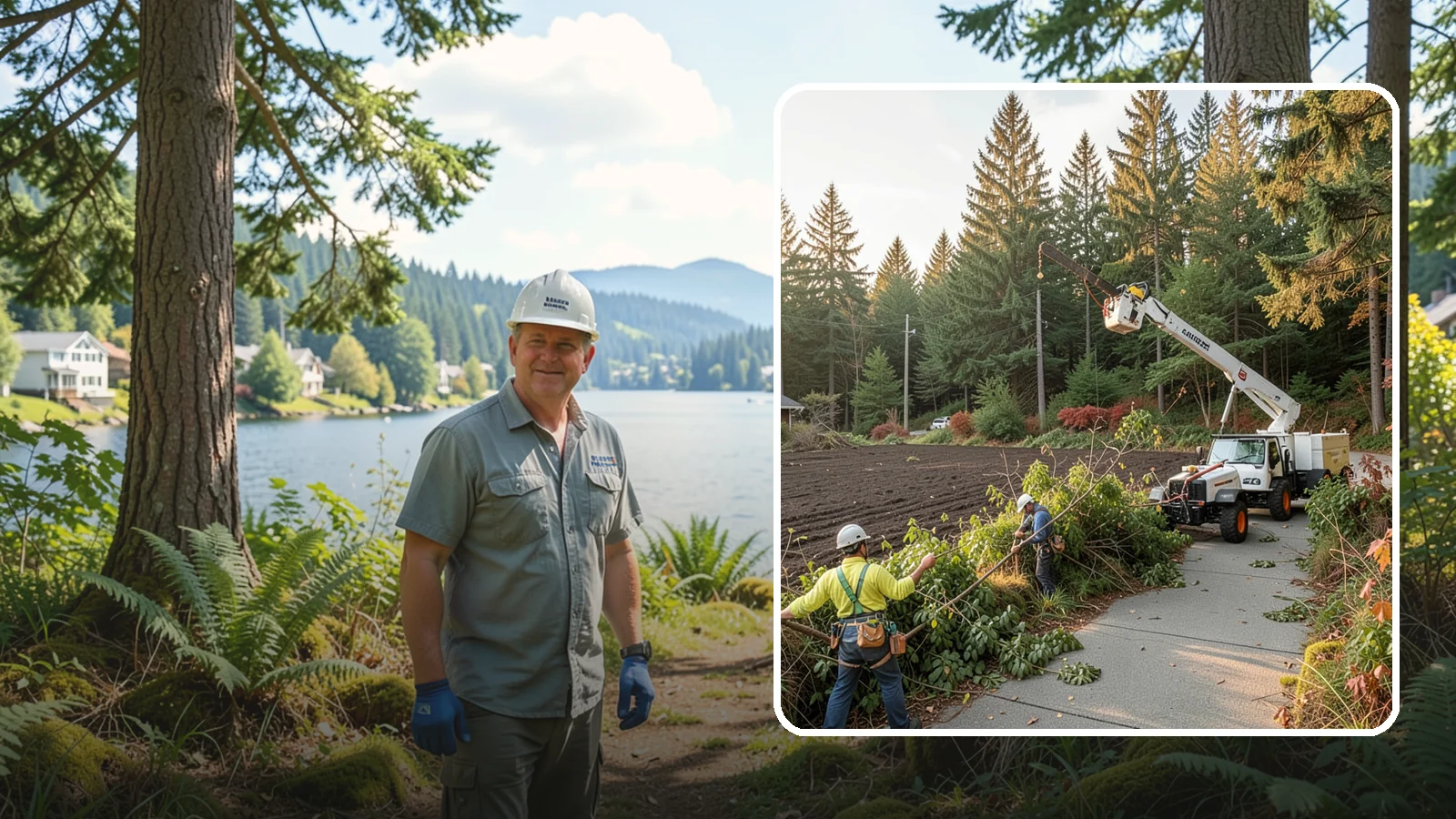 Sidewalk clearance pruning in Milton, King County, WA - Pruning to provide clearance over walkways.