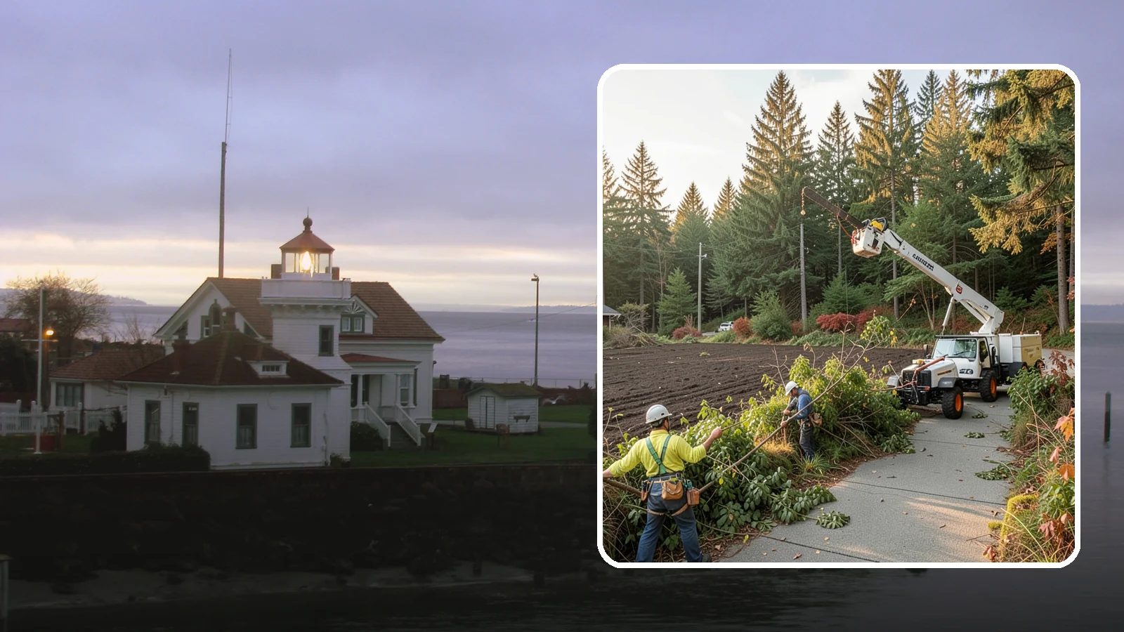 Sidewalk clearance pruning in Mukilteo, Snohomish County, WA - Pruning to provide clearance over walkways.