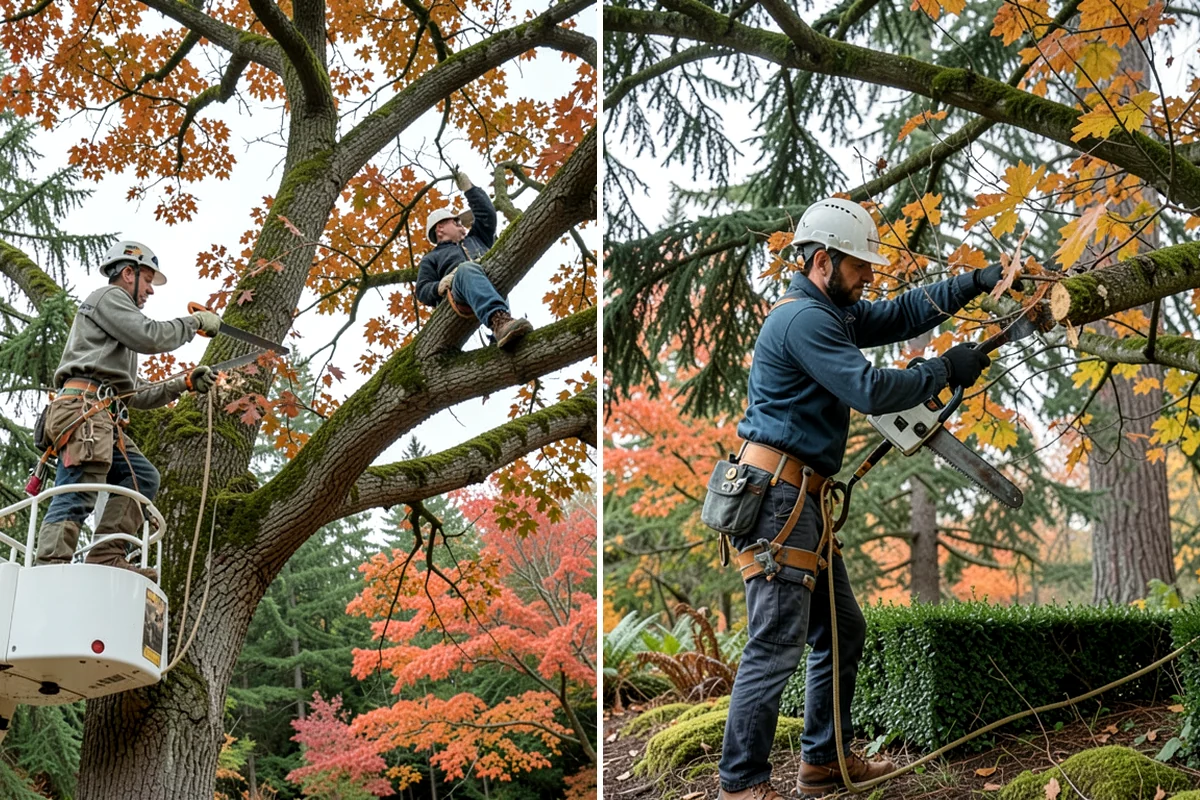 Sidewalk clearance pruning in Normandy Park, King County, WA - Assess canopy condition and pruning objectives