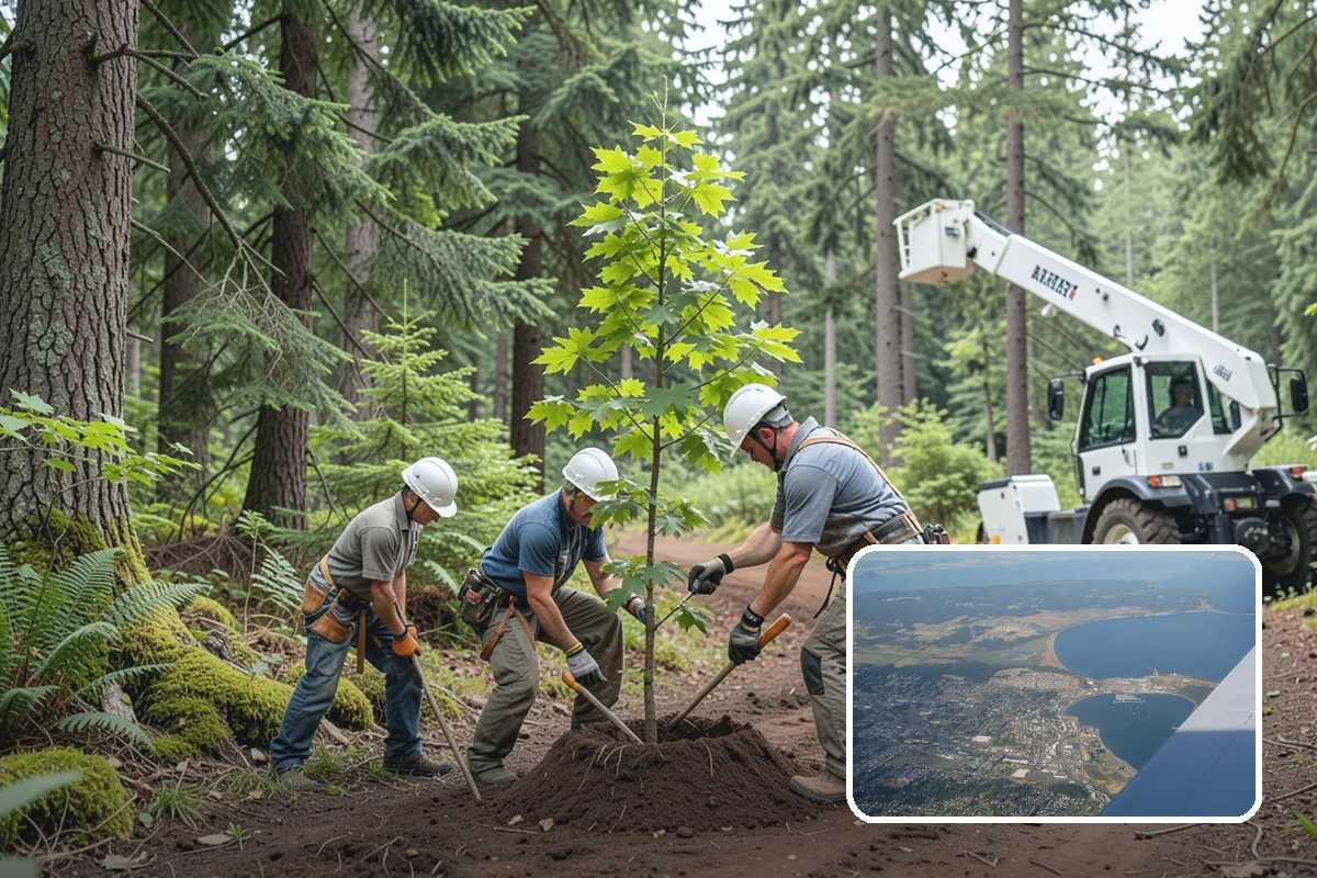 Sidewalk clearance pruning in Oak Harbor, Island County, WA - Improves tree structure, health, and appearance