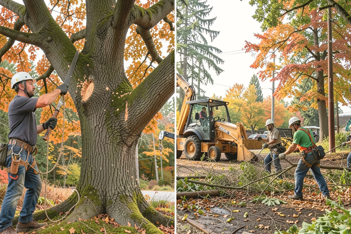 Sidewalk clearance pruning in Oak Harbor, Island County, WA - Assess canopy condition and pruning objectives