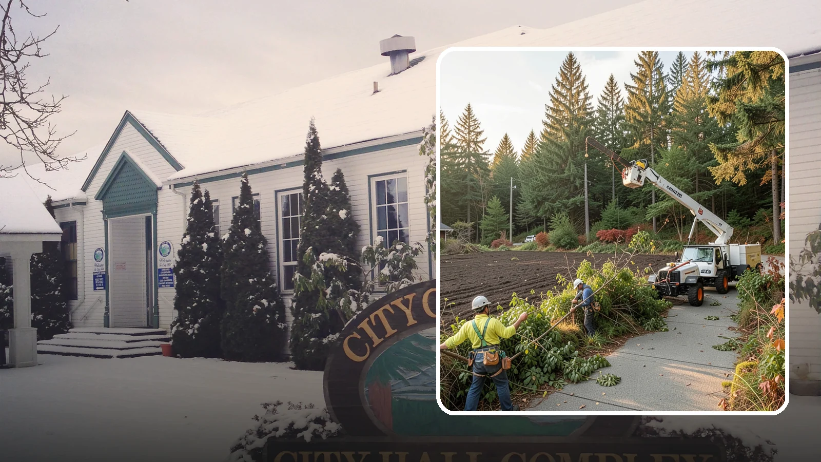 Sidewalk clearance pruning in Pacific, King County, WA - Pruning to provide clearance over walkways.
