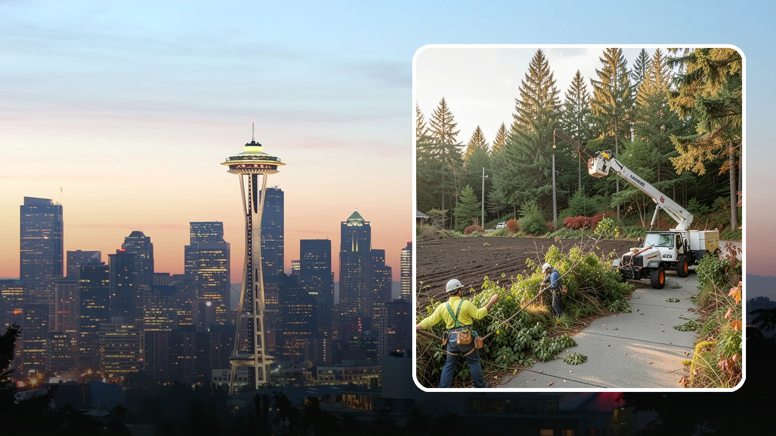 Sidewalk clearance pruning in Seattle, King County, WA - Pruning to provide clearance over walkways.