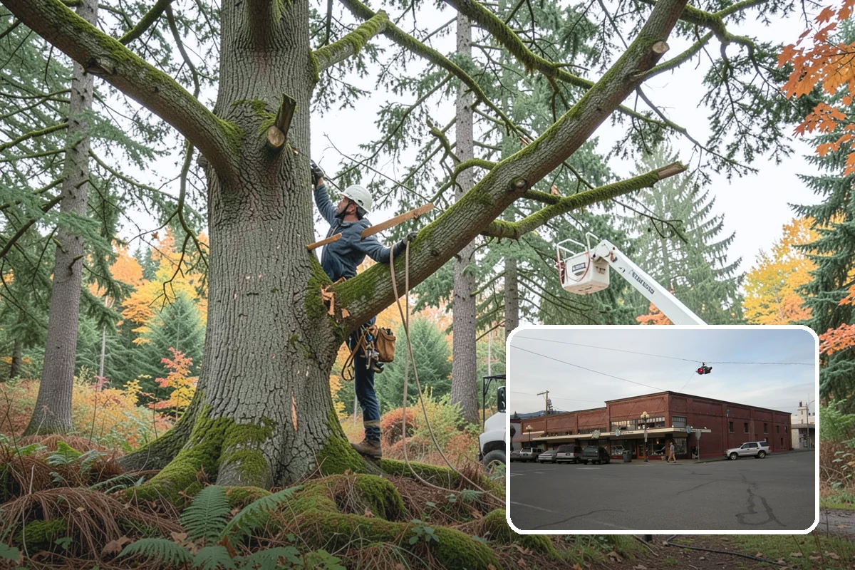 Sidewalk clearance pruning in Sedro-Woolley, Skagit County, WA - Improves tree structure, health, and appearance