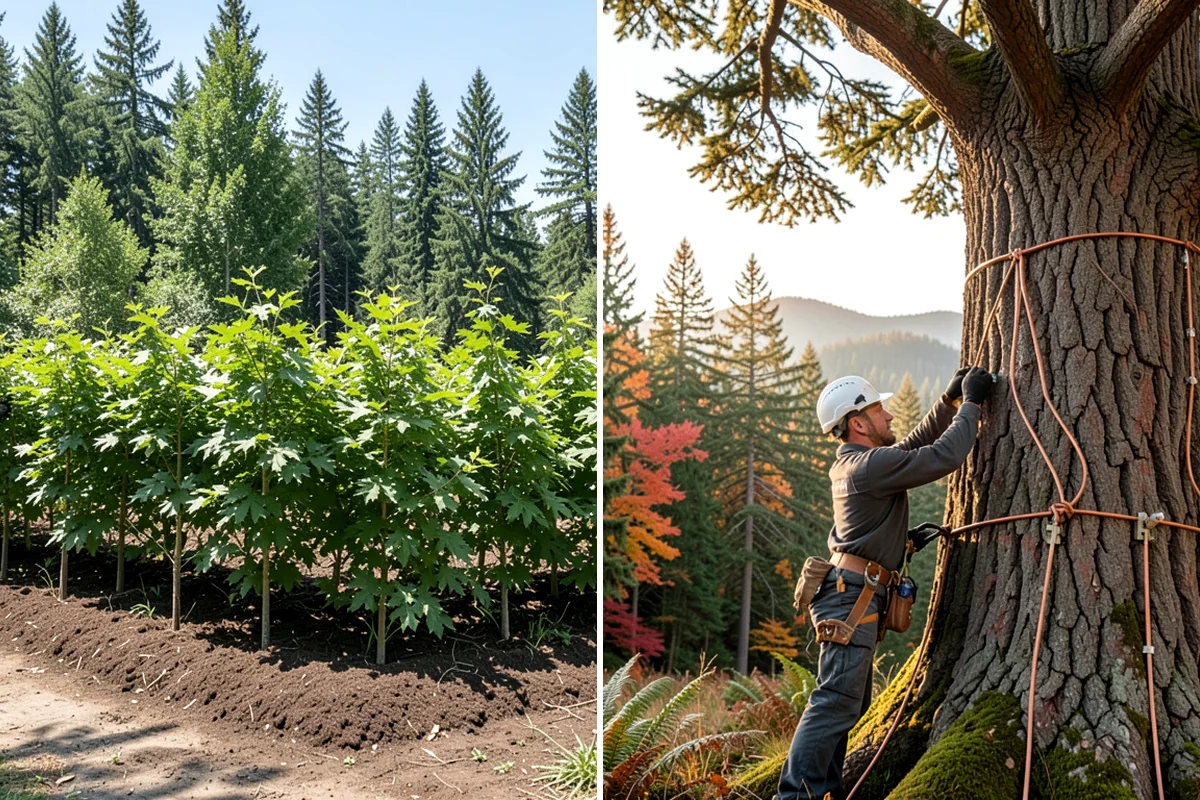 Sidewalk clearance pruning in Shoreline, King County, WA - Assess canopy condition and pruning objectives