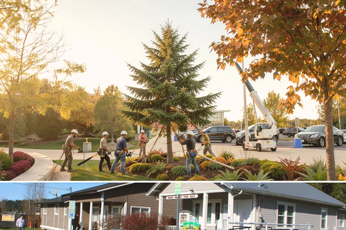Sidewalk clearance pruning in South Prairie, Pierce County, WA - Work follows recognized arboricultural standards matched to specific site conditions but should avoid dormant seasons that may...