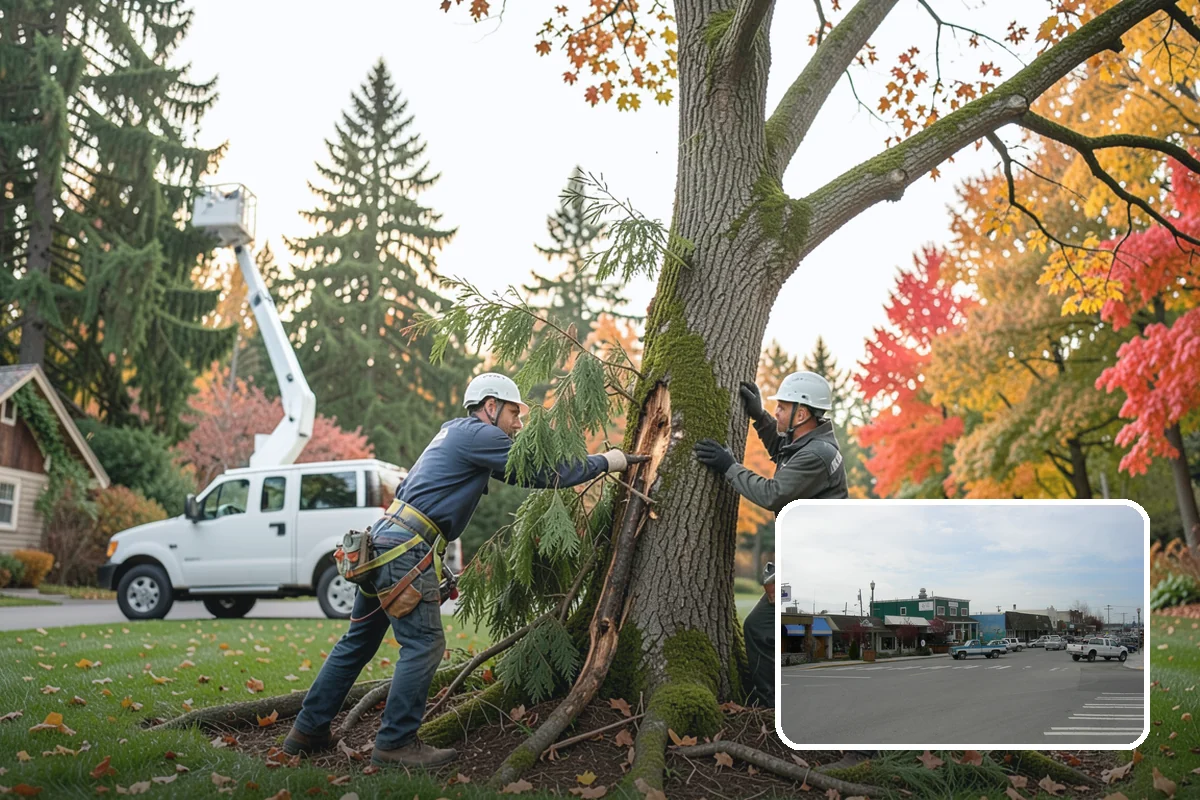 Sidewalk clearance pruning in Stanwood, Snohomish County, WA - Improves tree structure, health, and appearance