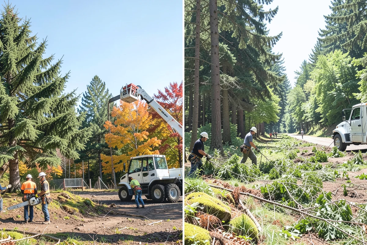 Sidewalk clearance pruning in Wilkeson, Pierce County, WA - Assess canopy condition and pruning objectives
