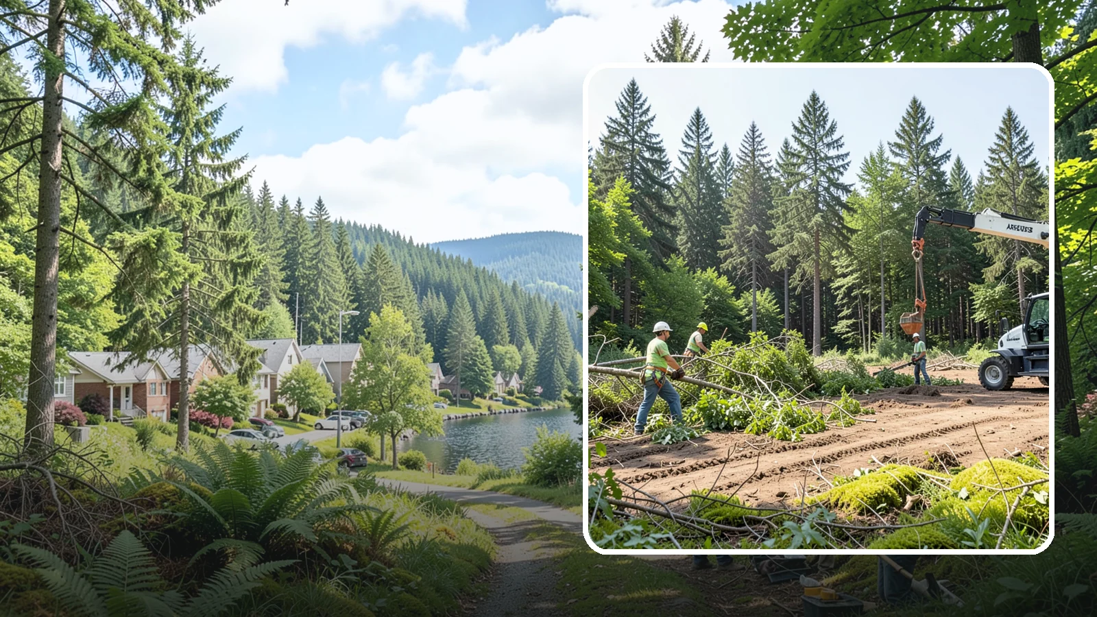 Site Preparation Clearing in Lake Forest Park, King County, WA - The clearing of vegetation to prepare a site for its intended use.
