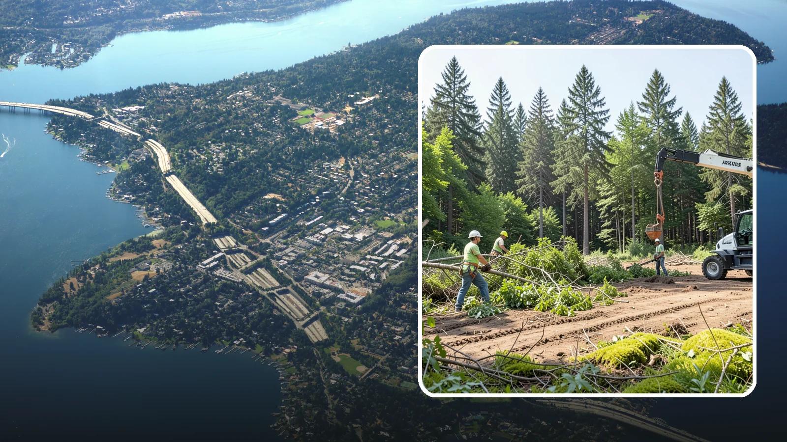 Site Preparation Clearing in Mercer Island, King County, WA - The clearing of vegetation to prepare a site for its intended use.