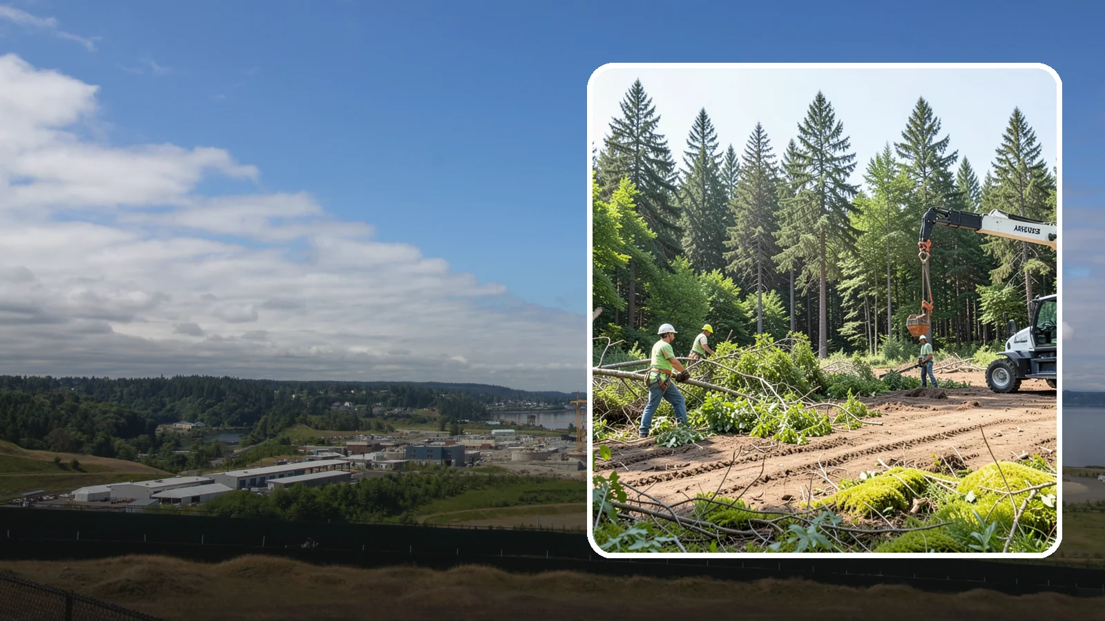 Site Preparation Clearing in University Place, Pierce County, WA - The clearing of vegetation to prepare a site for its intended use.