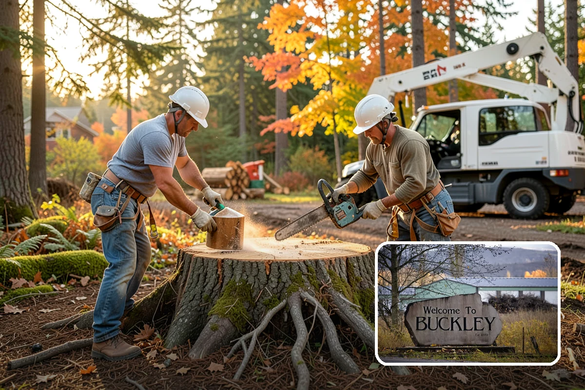 Small tree removal in Buckley, Pierce County, WA - Removes safety hazards and reduces liability
