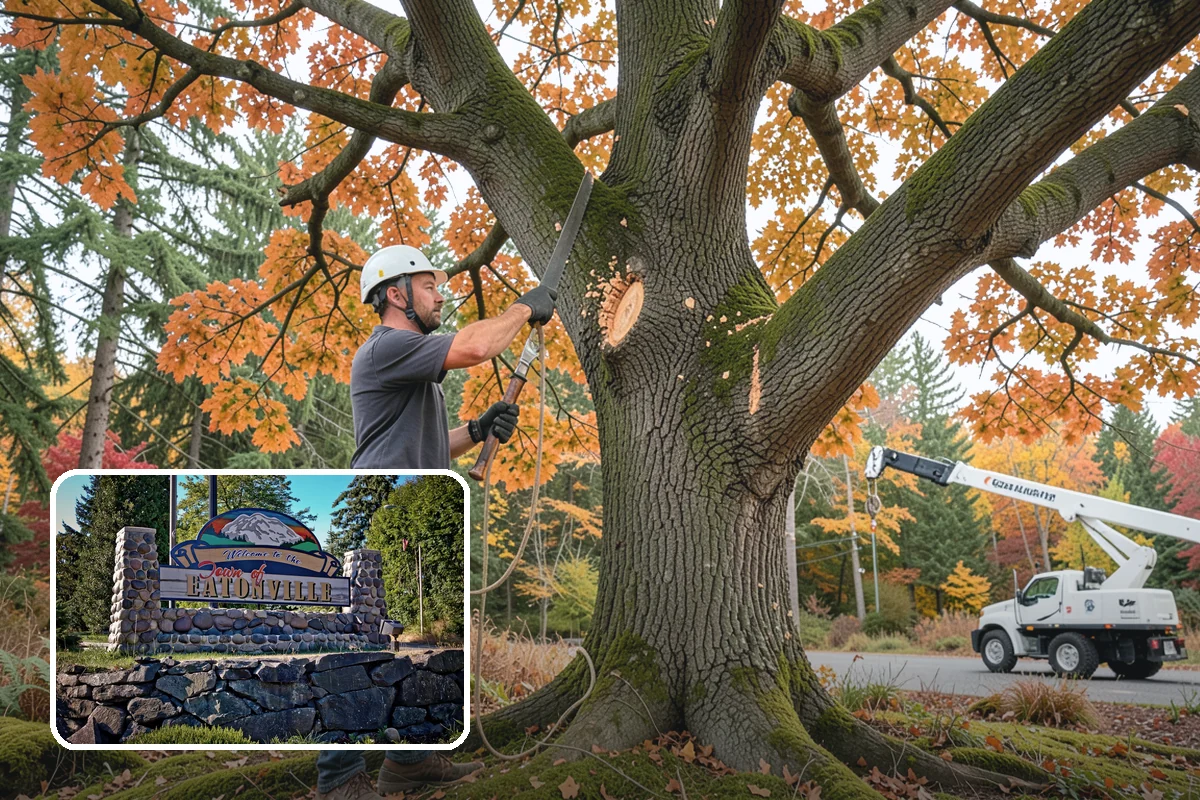Small tree removal in Eatonville, Pierce County, WA - Removes safety hazards and reduces liability