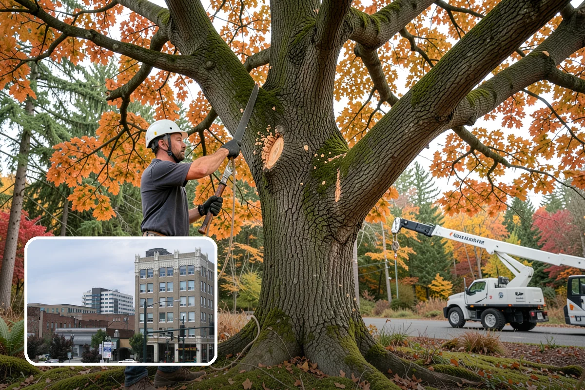Small tree removal in Everett, Snohomish County, WA - Removes safety hazards and reduces liability
