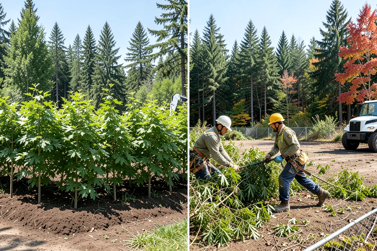 Small tree removal in Federal Way, King County, WA - On-site assessment and hazard evaluation