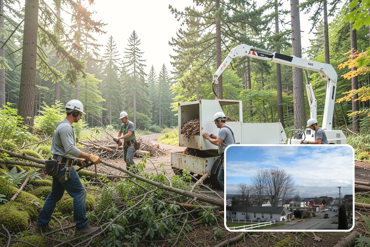Small tree removal in Langley, Island County, WA - Removes safety hazards and reduces liability