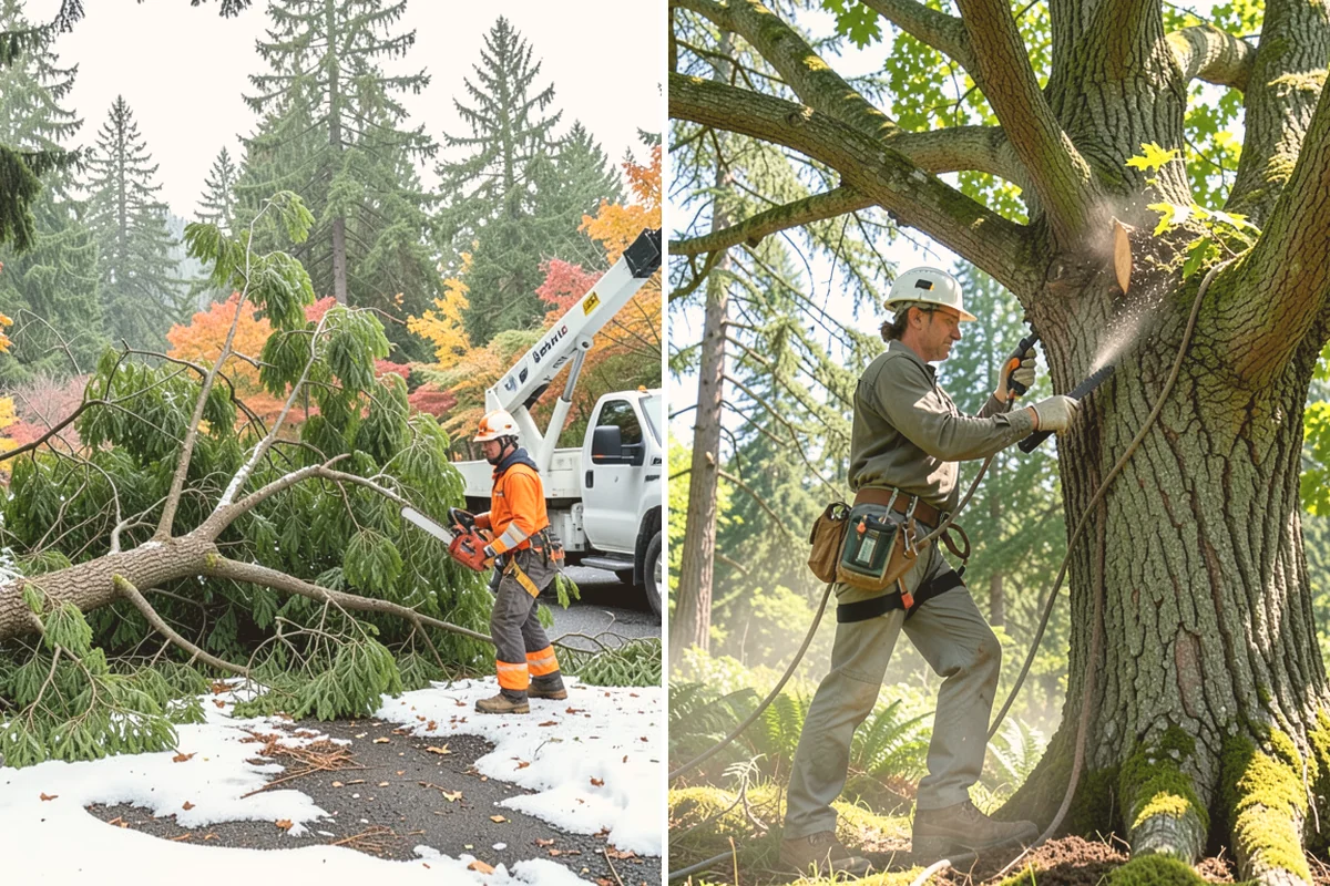 Small tree removal in Milton, King County, WA - On-site assessment and hazard evaluation