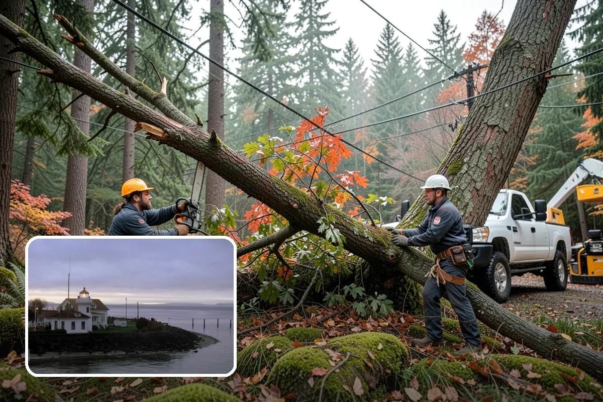 Small tree removal in Mukilteo, Snohomish County, WA - Removes safety hazards and reduces liability