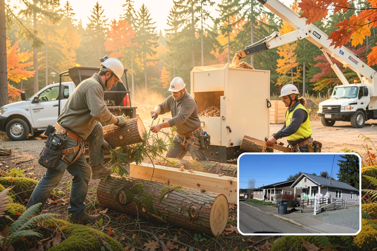 Small tree removal in South Prairie, Pierce County, WA - Removes safety hazards and reduces liability