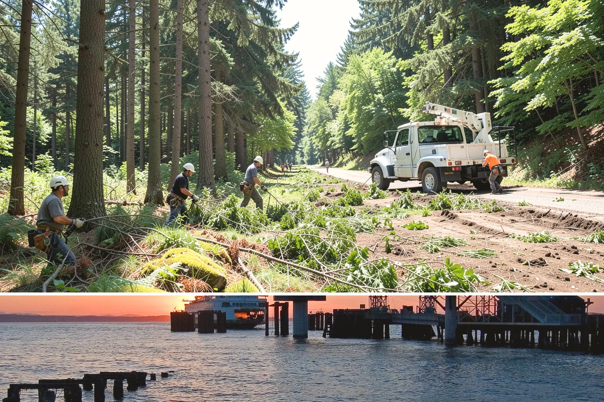 Snow and ice damage cleanup in Edmonds, Snohomish County, WA - This service is performed during winter months following snow and ice loading events to relieve tension on limbs and remove...