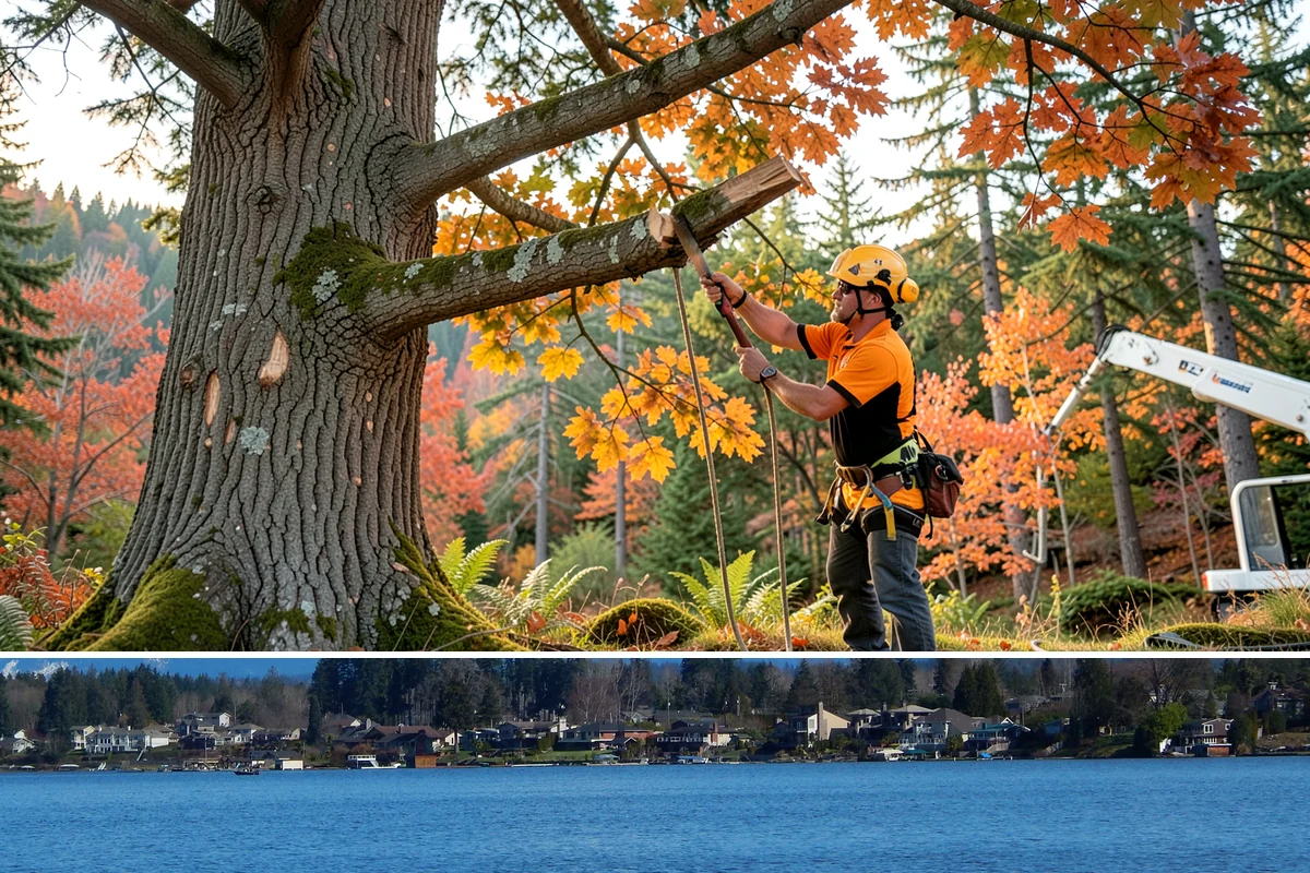 Snow and ice damage cleanup in Lake Stevens, Snohomish County, WA - This service is performed during winter months following snow and ice loading events to relieve tension on limbs and remove...