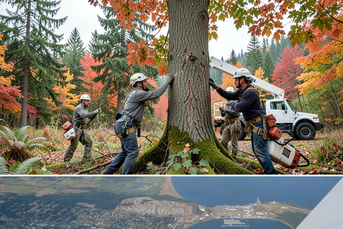 Snow and ice damage cleanup in Oak Harbor, Island County, WA - This service is performed during winter months following snow and ice loading events to relieve tension on limbs and remove...