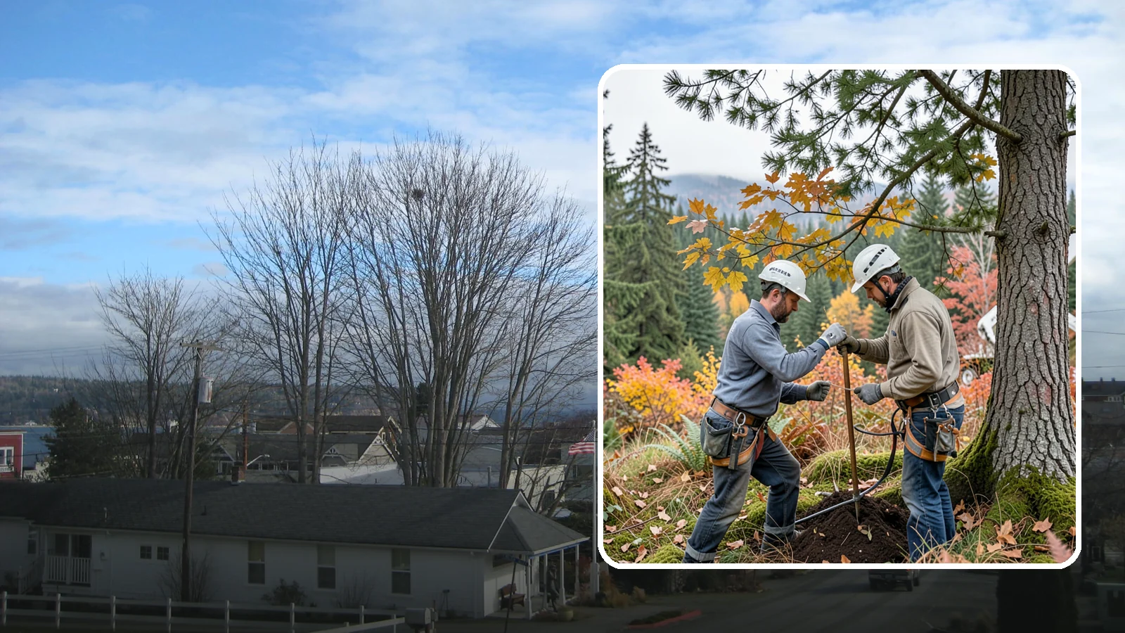 Soil testing in Langley, Island County, WA - The analysis of soil conditions around a tree.